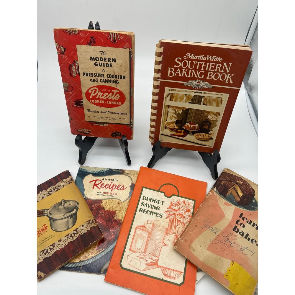 Vintage Cookbook Lot of 6 Presto Pressure Cooking Martha White Southern Baking